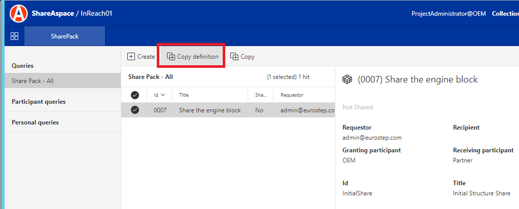 CopyDefinition Menu CopyDefinition Menu