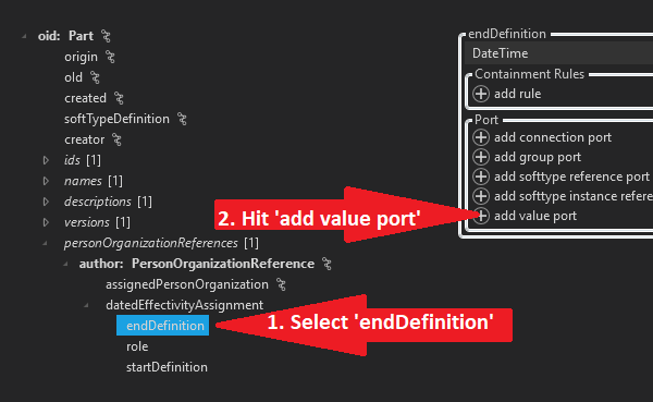 endDefinition add value port