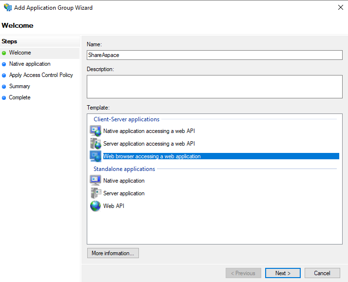 Add Application Group Wizard