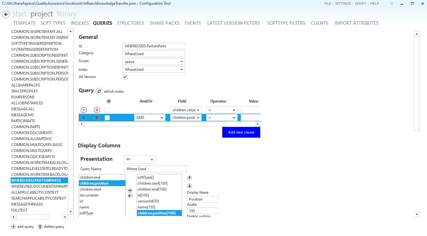 Query for index grouping