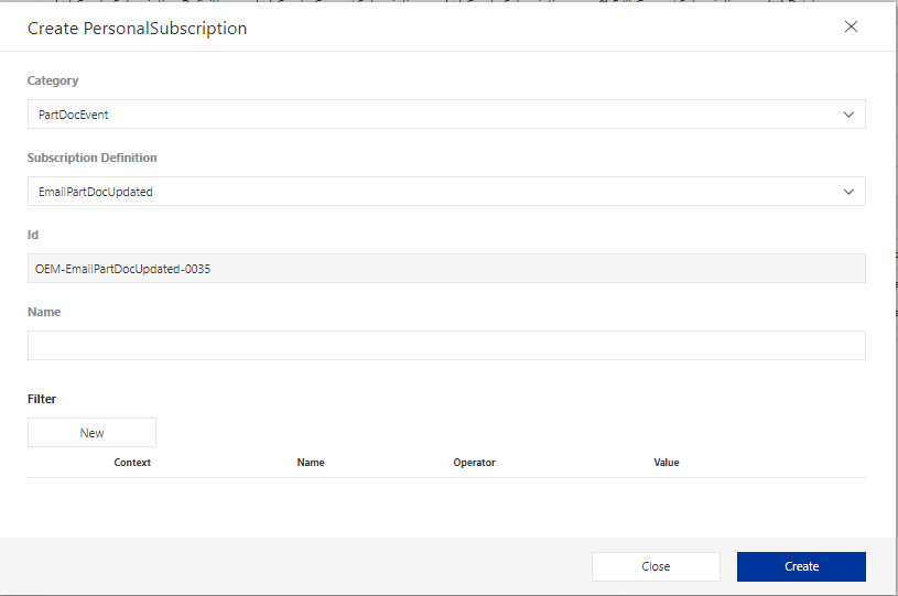 Create subscription