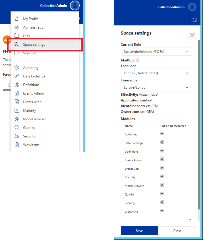 Space language setting