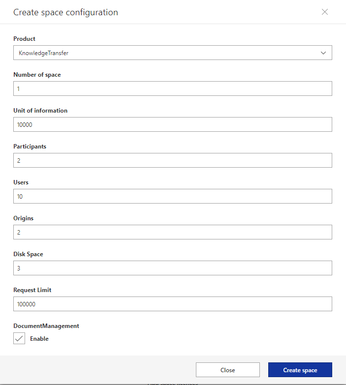 Space licence form